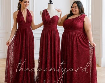 strapless open back dress Hailey Lace Trim Maxi Dress in Marsala