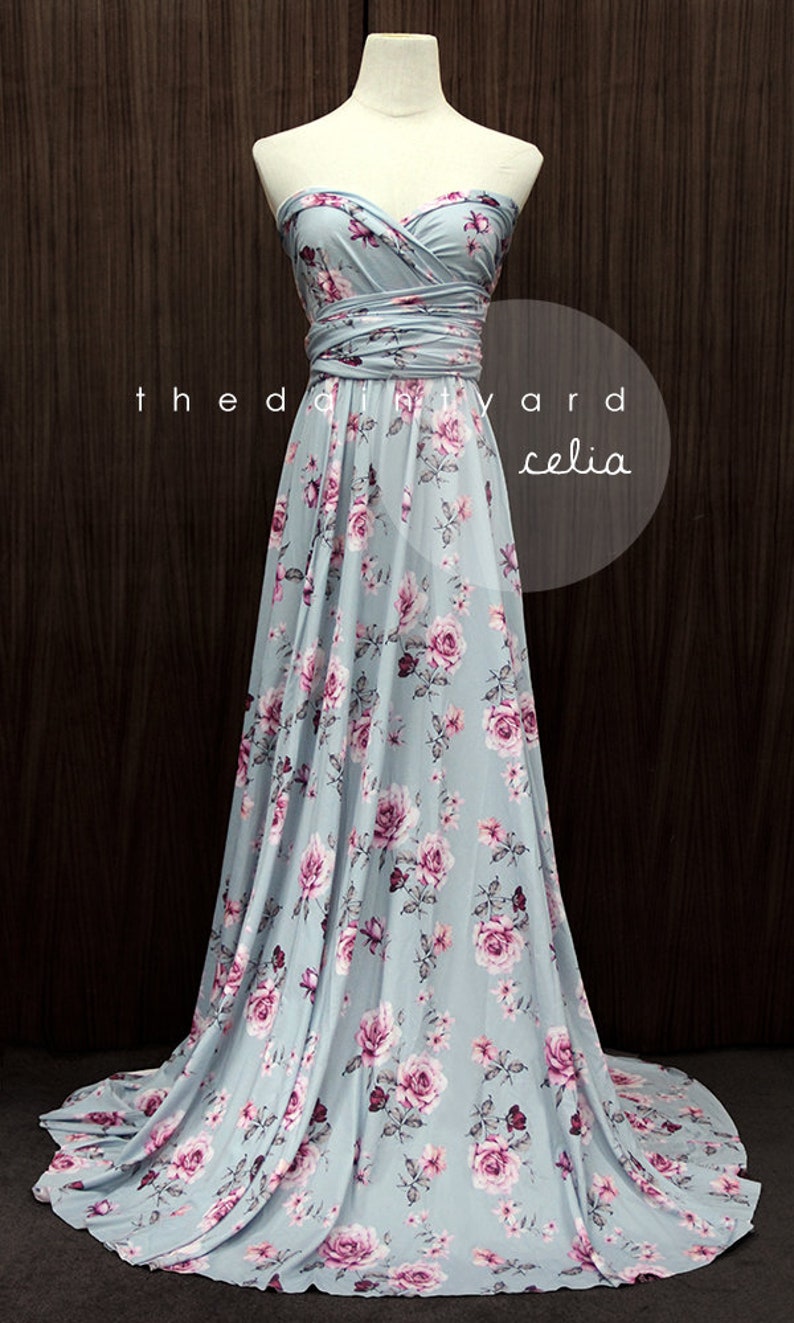 TDY Celia Maxi Floral Infinity Dress Convertible Dress Multiway Dress Long Ball Gown Wrap Dress Summer Floral Bridesmaid Dress