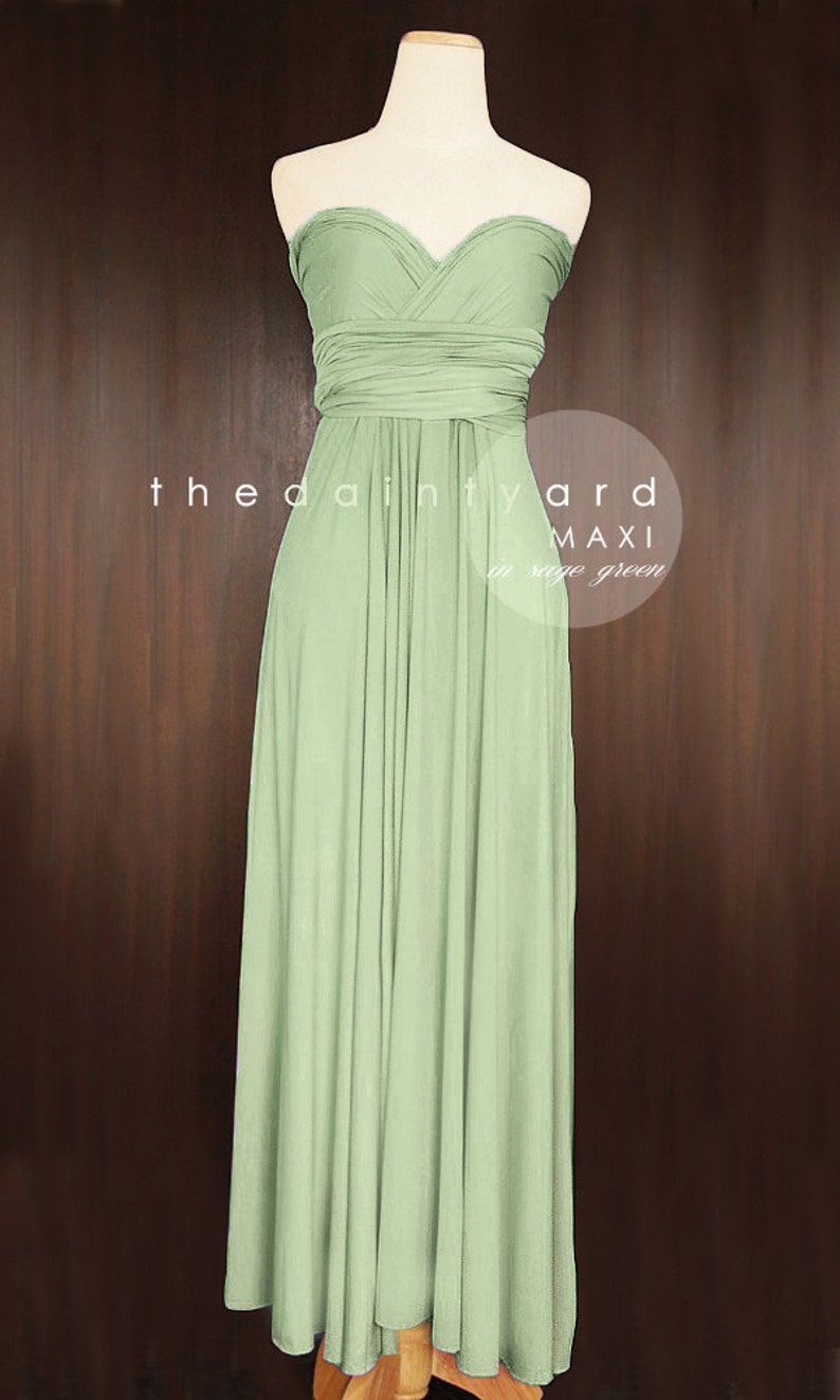 TDY Sage Green Maxi / Short Bridesmaid Convertible Infinity Dress Multiway Wrap Wedding Prom Dress Long Ball Gown Regular & Plus Size image 4