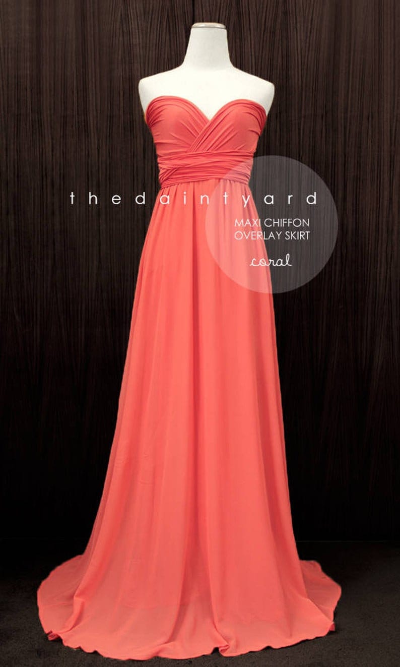 coral convertible bridesmaid dress Made In USA Peach Coral Infinity Dress Bridesmaid Convertible Dress