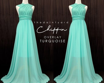 TDY Turquoise Chiffon Overlay Skirt for Maxi Long Convertible Dress / Infinity Dress / Wrap Dress / Bridesmaid Multiway Dress