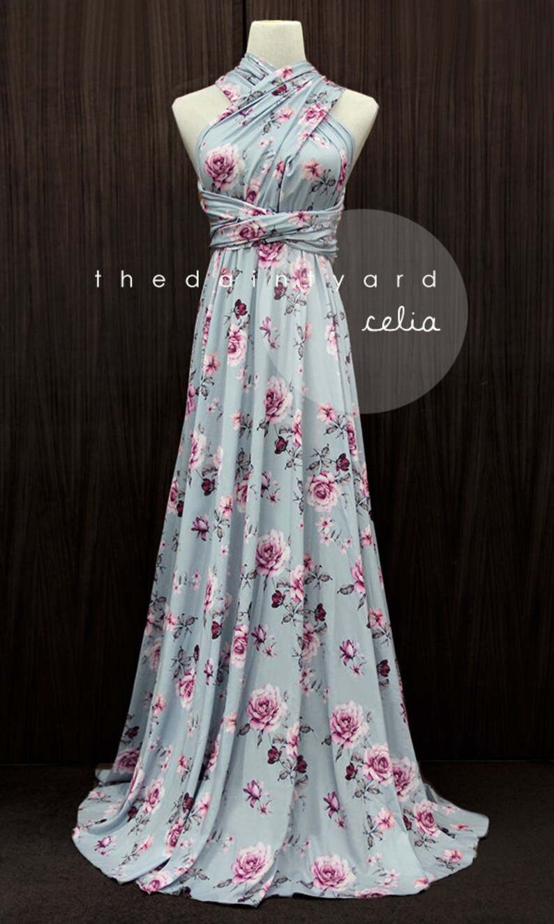 TDY Celia Maxi Floral Infinity Dress Convertible Dress Multiway Dress Long Ball Gown Wrap Dress Summer Floral Bridesmaid Dress