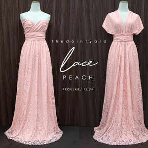 TDY LACE Maxi Bridesmaid infinity dress Convertible dress Multiway Twist Wrap dress in Peach (Regular and Plus size)