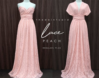 TDY LACE Maxi Bridesmaid infinity dress Convertible dress Multiway Twist Wrap dress in Peach (Regular and Plus size)