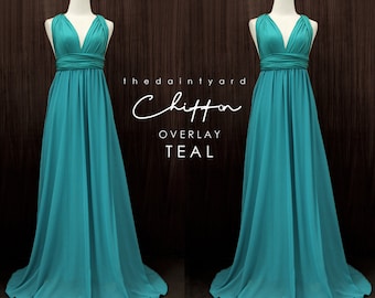 TDY Teal Chiffon Overlay Skirt for Maxi Long Convertible Dress / Infinity Dress / Wrap Dress / Bridesmaid Multiway Dress