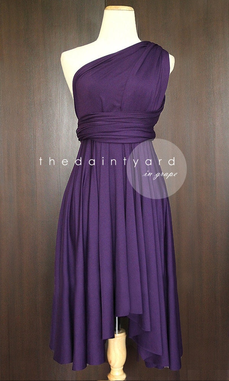 Regular /& Plus Size TDY Grape Short Asymmetrical Bridesmaid Dress Convertible Dress Infinity Dress Multiway Wedding Cocktail Dress