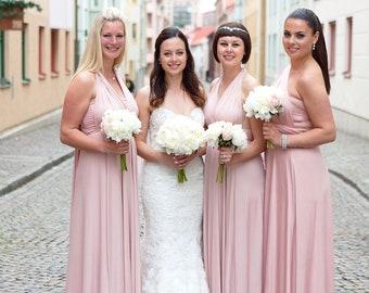 TDY Nude Pink Maxi / Short Bridesmaid Dress Convertible Dress Infinity Dress Multiway Wedding Beach Dress (Regular & Plus Size)