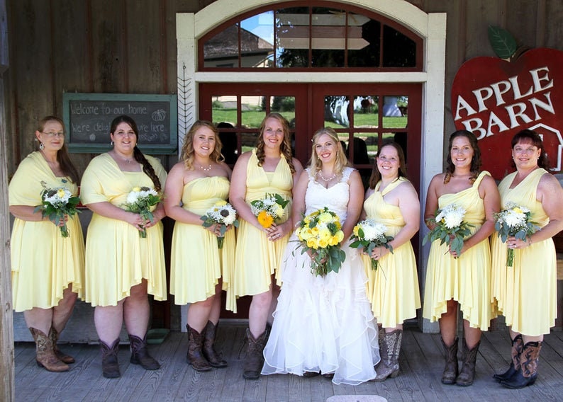 yellow bridesmaid dresses with cowboy boots Boho Chiffon Burnt Orange Bridesmaid Dresses With Split – Lisposa main image 0