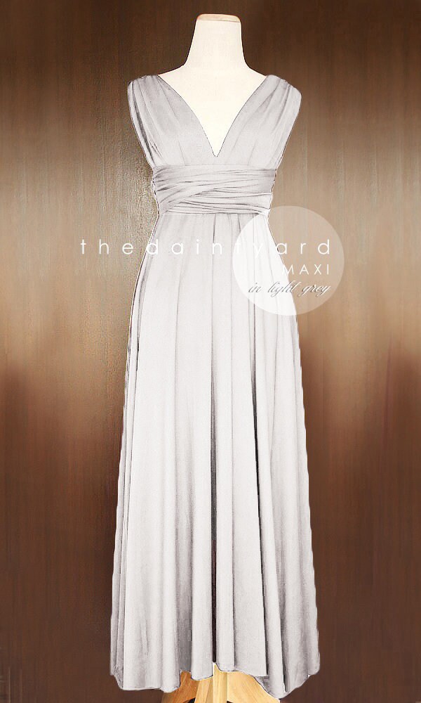 light grey infinity dress TDY Light Grey Maxi Bridesmaid Convertible Dress Infinity Dress Multiway Dress Long Ball Gown Prom Wedding Cocktail (Regular & Plus Size)