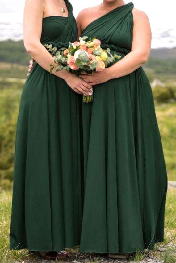TDY Forest Green Maxi / Short Bridesmaid Convertible Dress