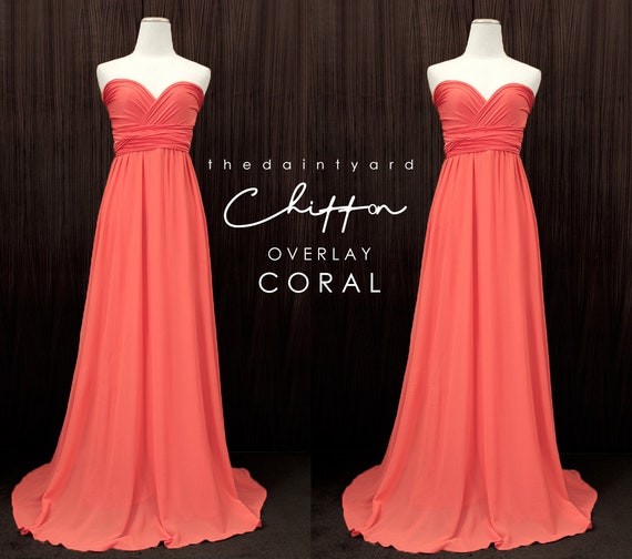TDY Coral Chiffon Overlay Skirt for Maxi Long Convertible Dress / Infinity  Dress / Wrap Dress / Bridesmaid Summer Dress - Etsy