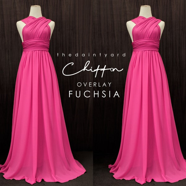 TDY Fuchsia Chiffon Overlay Skirt for Maxi Long Convertible Dress / Infinity Dress / Wrap Dress / Twist wrap Dress / Long Ball Gown