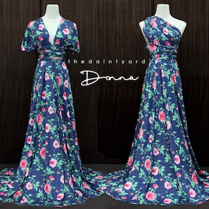 TDY Donna Maxi Floral Infinity Long Ball Gown Dress Convertible Dress Multiway Dress Wrap Dress Summer Floral Bridesmaid Dress