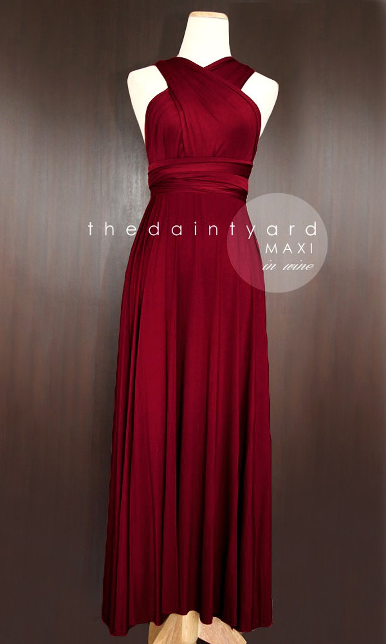 TDY Wine Red Maxi / Short Bridesmaid Dress Prom Wedding Dress Infinity Convertible Multiway Dress Long Cocktail Gown Regular & Plus Size image 3