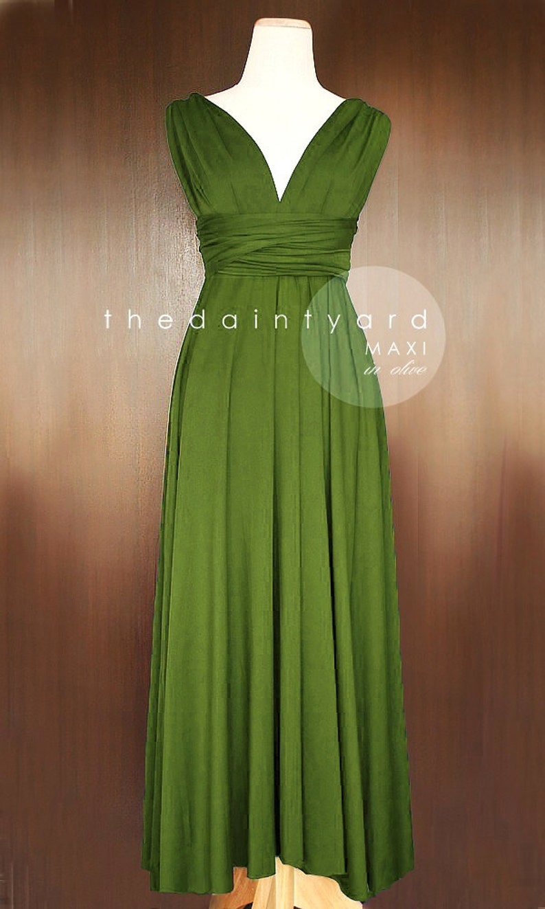 TDY Olive Maxi / Short Infinity Bridesmaid Dress Convertible | Etsy