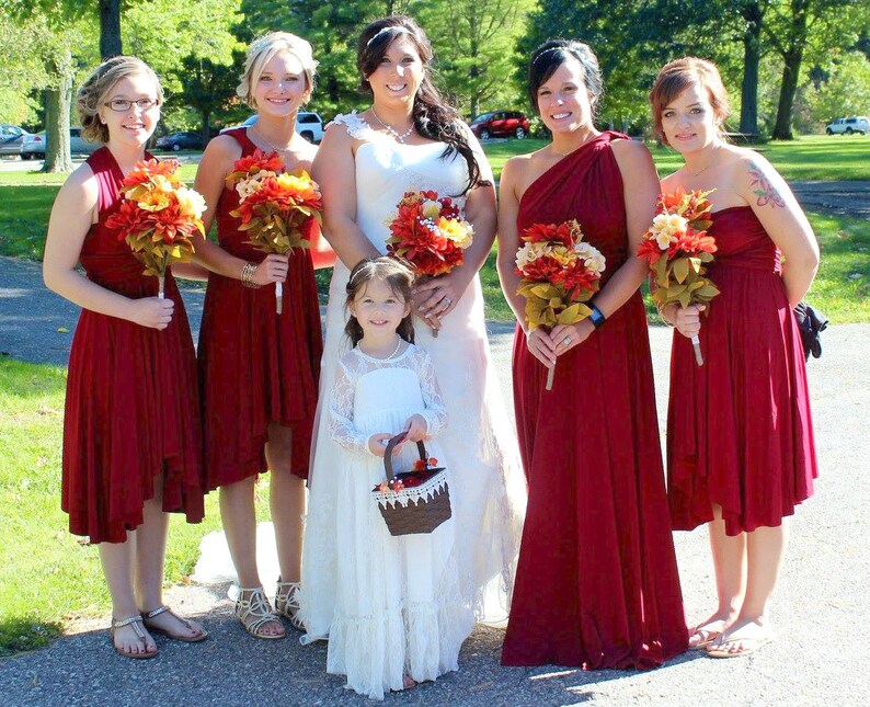 Red Bridesmaid Convertible Dress