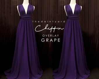 TDY Grape Chiffon Overlay Skirt for Maxi Long Convertible Infinity Dress / Twist Wrap Dress / Long Ball Gown Dress (Regular / Plus size)