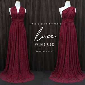 TDY LACE Maxi Bridesmaid infinity dress Convertible dress Multiway Twist Wrap dress in Wine red (Regular and Plus size)