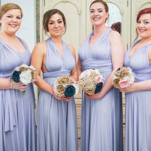 TDY Mauve Maxi / Short Bridesmaid Convertible Dress Infinity Dress Multiway Wrap Dress Lavender Pastel Wedding Gown (Regular & Plus Size)