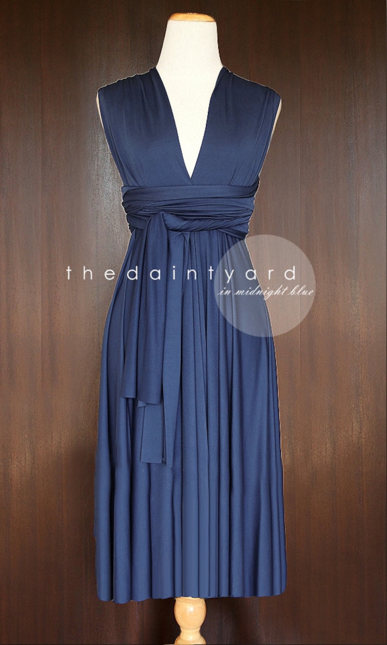 midnight blue wrap dress