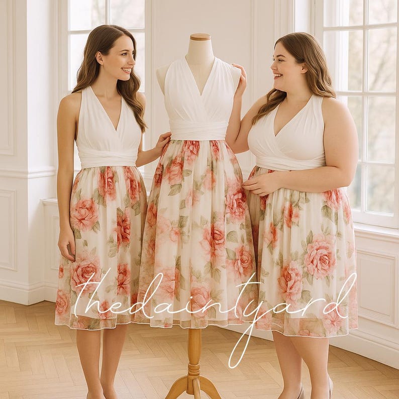 TDY Floral Organza Overlay Skirt for Convertible Dress / Infinity Dress / Wrap Dress / Octopus Dress / Tea party Dress image 1