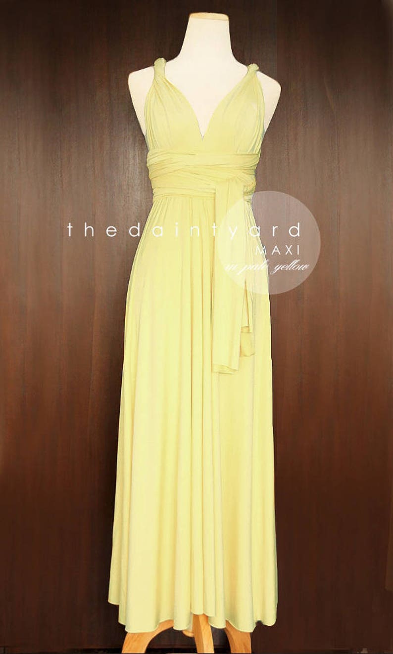 TDY Pale Yellow Maxi / Short Bridesmaid Convertible Dress image 1