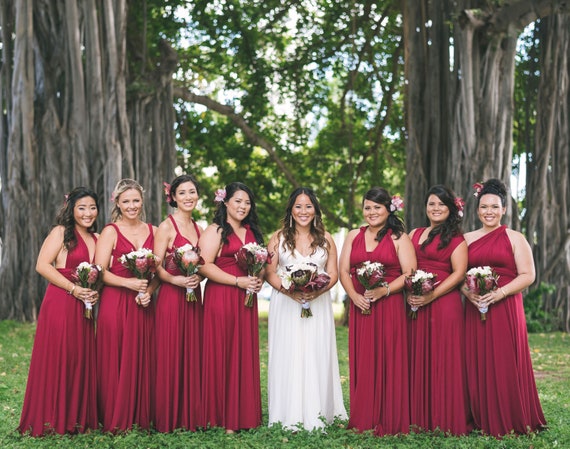 wine bridesmaid dresses