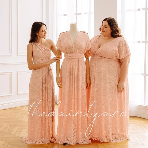 twist and wrap bridesmaid dresses TDY LACE Maxi Infinity Dress Convertible Dress Multiway Dress in Peach (regular Plus Size) this elegant midi dress