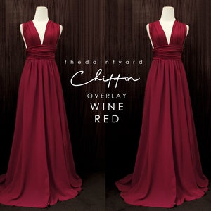 TDY Wine red Chiffon Overlay Skirt for Maxi Long Convertible Infinity Dress / Wrap Dress / Bridesmaid Multiway Dress (Regular / Plus size)