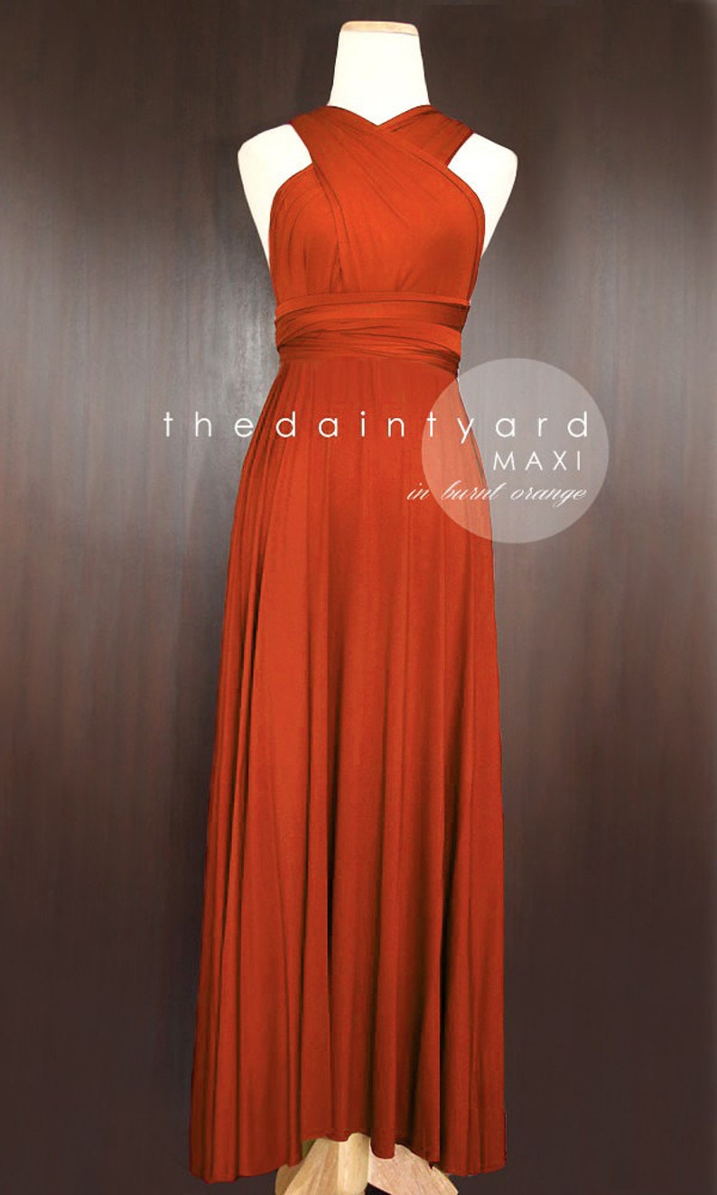TDY Burnt Orange Maxi / Short Bridesmaid Prom Dress Infinity Dress Convertible Dress Wrap Dress Cocktail Evening Gown Regular & Plus Size image 2