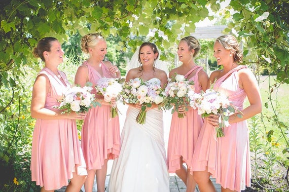 Short Blush Bridesmaid Dresses