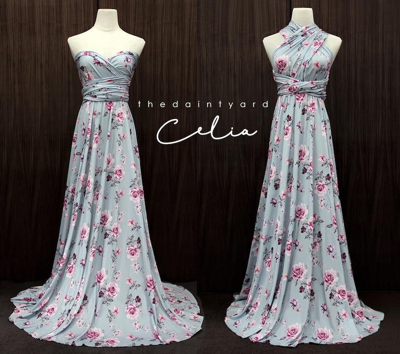 TDY Celia Maxi Floral Infinity Dress Convertible Dress Multiway Dress Long Ball Gown Wrap Dress Summer Floral Bridesmaid Dress