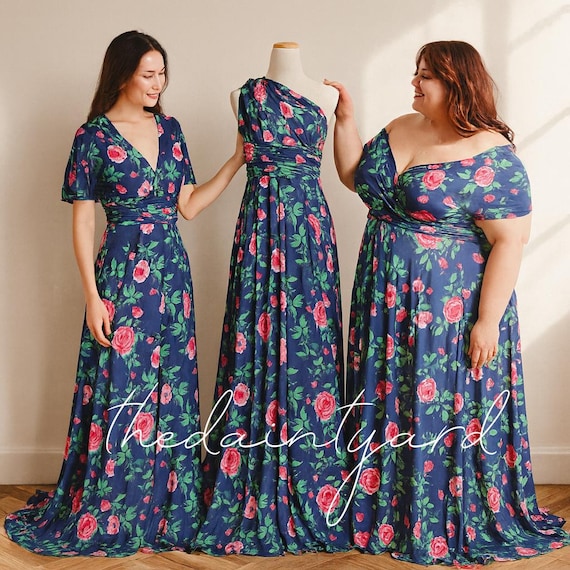 TDY Donna Maxi Floral Infinity Long Ball Gown Dress Convertible Dress Multiway Dress Wrap Dress Summer Floral Bridesmaid Dress