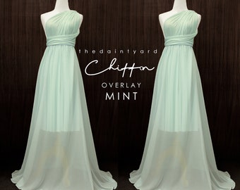 TDY Mint Chiffon Overlay Skirt for Maxi Long Convertible Dress / Infinity Dress / Wrap Dress / Bridesmaid Multiway Dress