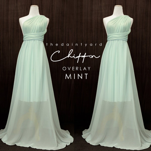 TDY Mint Chiffon Overlay Skirt for Maxi Long Convertible Dress / Infinity Dress / Wrap Dress / Bridesmaid Multiway Dress