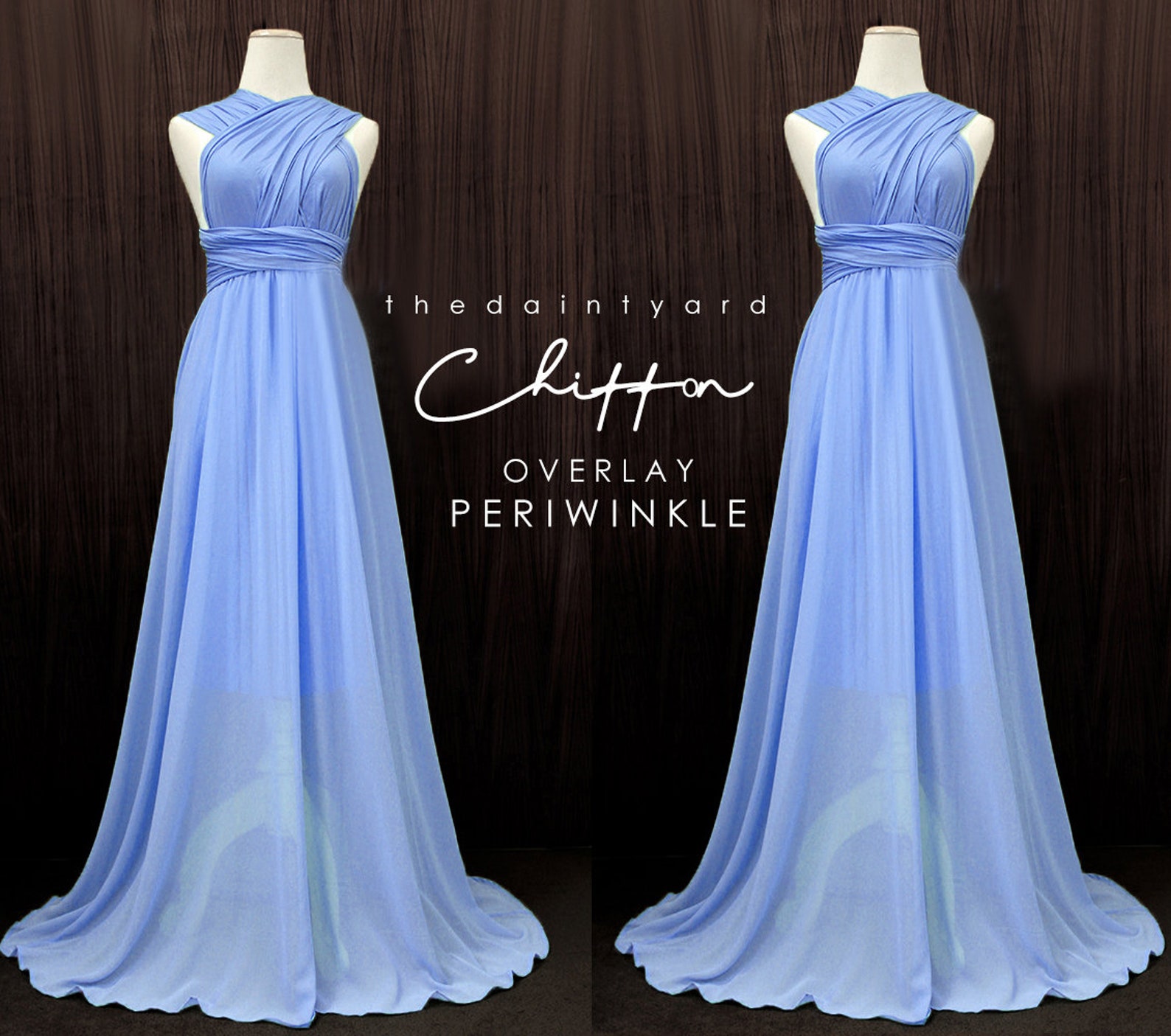 Chiffon Tiered Overlay Floor-length Sheath Dress Periwinkle main image 1