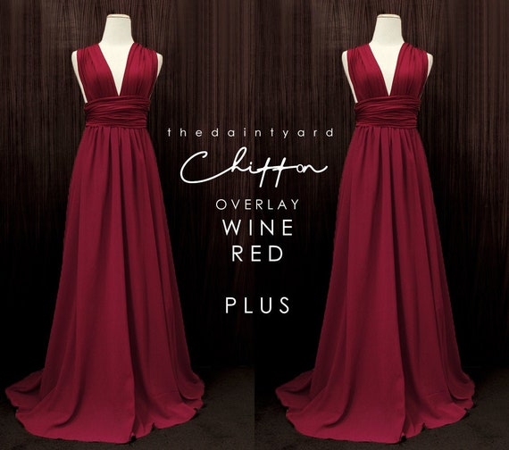 wine red chiffon dress