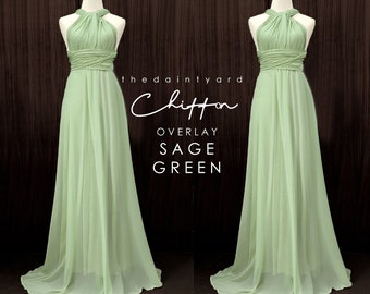 TDY Sage green Chiffon Overlay Skirt for Maxi Long Convertible Dress / Infinity Dress / Wrap Dress / Bridesmaid Dress (Regular / Plus size)