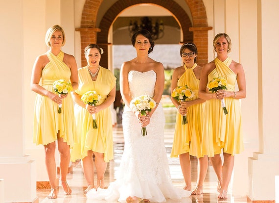 TDY Yellow Maxi / Short Bridesmaid Convertible Dress Infinity Dress Multiway Dress Twist Wrap Dress Prom Beach Dress (Regular & Plus Size)