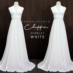 TDY White Chiffon Overlay Skirt for Maxi Long Convertible Dress / Infinity Dress / Wrap Dress / Bridal Gown (Regular / Plus Size)