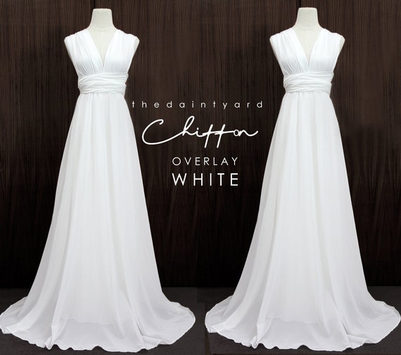 white chiffon overlay dress