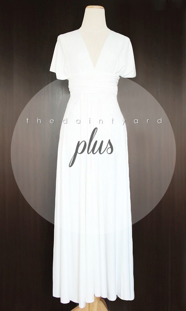 short white infinity dress TDY White Maxi / Short Bridesmaid Convertible Dress Infinity Multiway Dress Wedding Sorority Off White Wrap Dress (Regular & Plus Size)