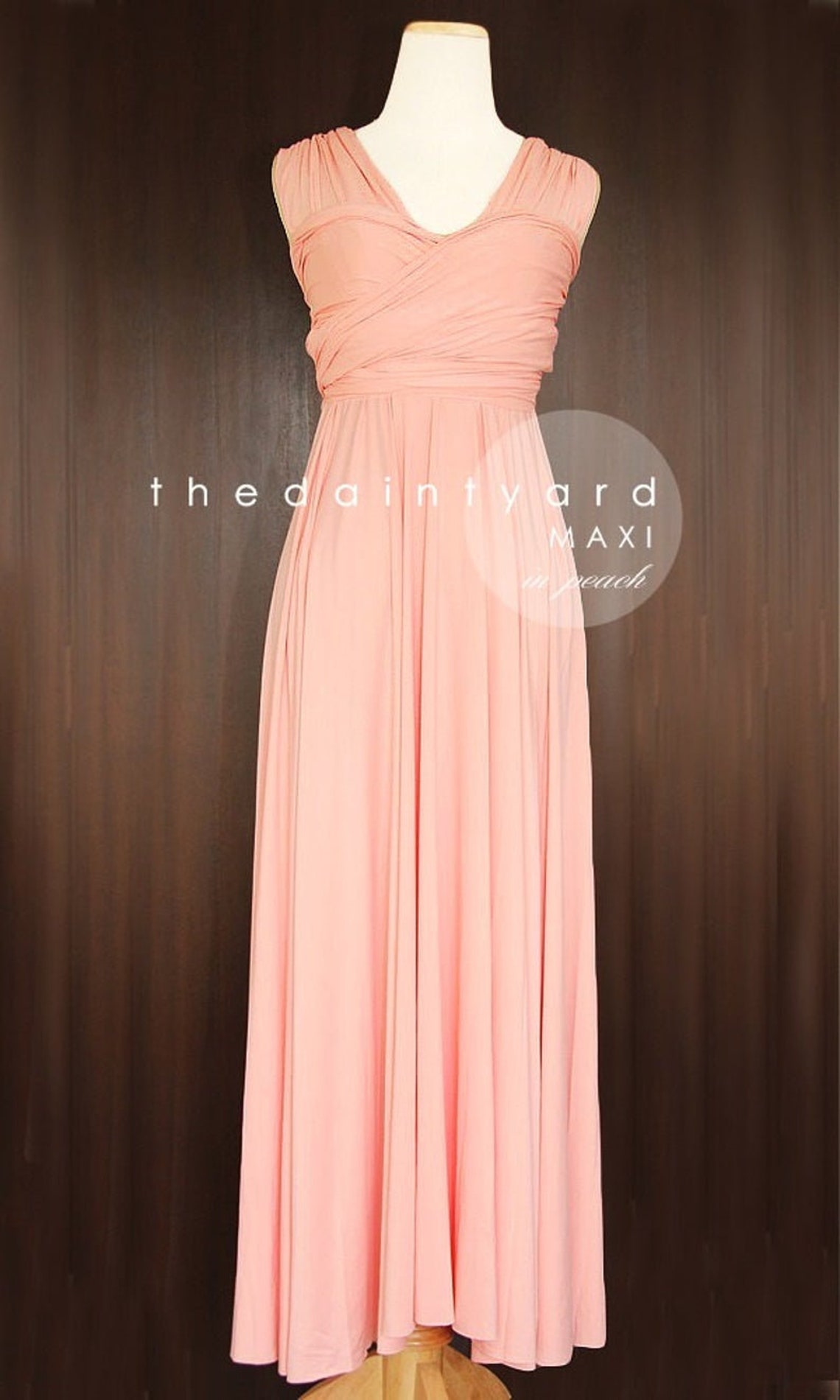 TDY Peach Maxi / Short Bridesmaid Dress Convertible Dress - Etsy