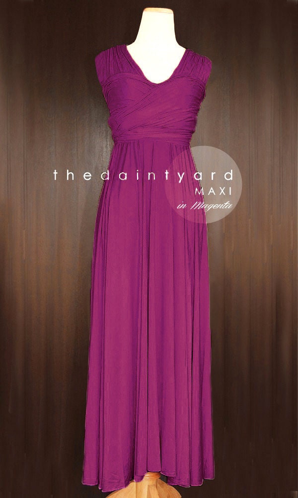 TDY Magenta Maxi Short Bridesmaid Convertible Dress Infinity