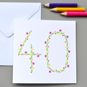40 Jahre Geburtstagskarte floral