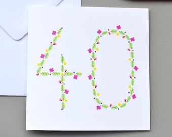 40th Birthday Card floral