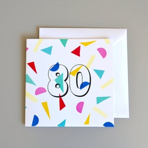 80er Geburtstagskarte bunt