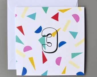 3rd birthday card colourful unisex