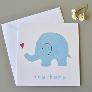 Neue Baby Karte für Jungen mit blauem Elefant