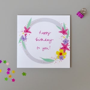 Alles Gute zum Geburtstag Blumengirlande Karte